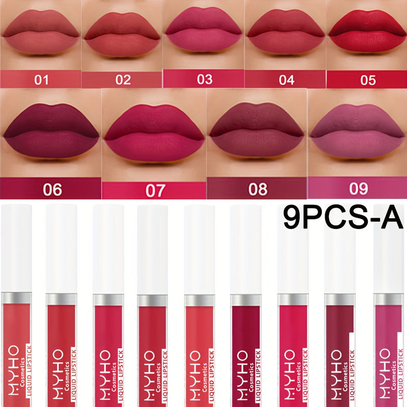 Velvet Matte Lip Gloss Set 9pcs — Waterproof High Pigment Non-Stick Lip Glaze, Long-Lasting Creamy Formula for All Skin Tones, 18 Shades, Perfect Makeup Gift for Women - product image 18