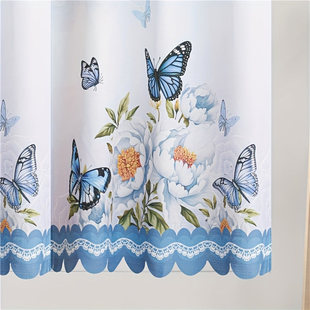 Blackout Kitchen Curtains 3-Piece Set with Butterfly Floral Print - Rod Pocket Window Curtains for Kitchen, Living Room, Bedroom, Bathroom & Restaurant, Polyester Fabric, Machine W - product image 11