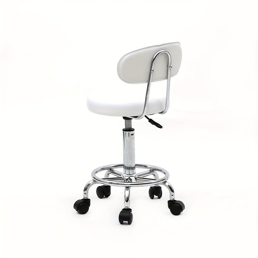 Adjustable Salon Stool with Back 360 Swivel PU Leather Cushioned Round Seat Chair for Salon Barber Spa Esthetician Home Office Vanity Makeup Station White - product image 4