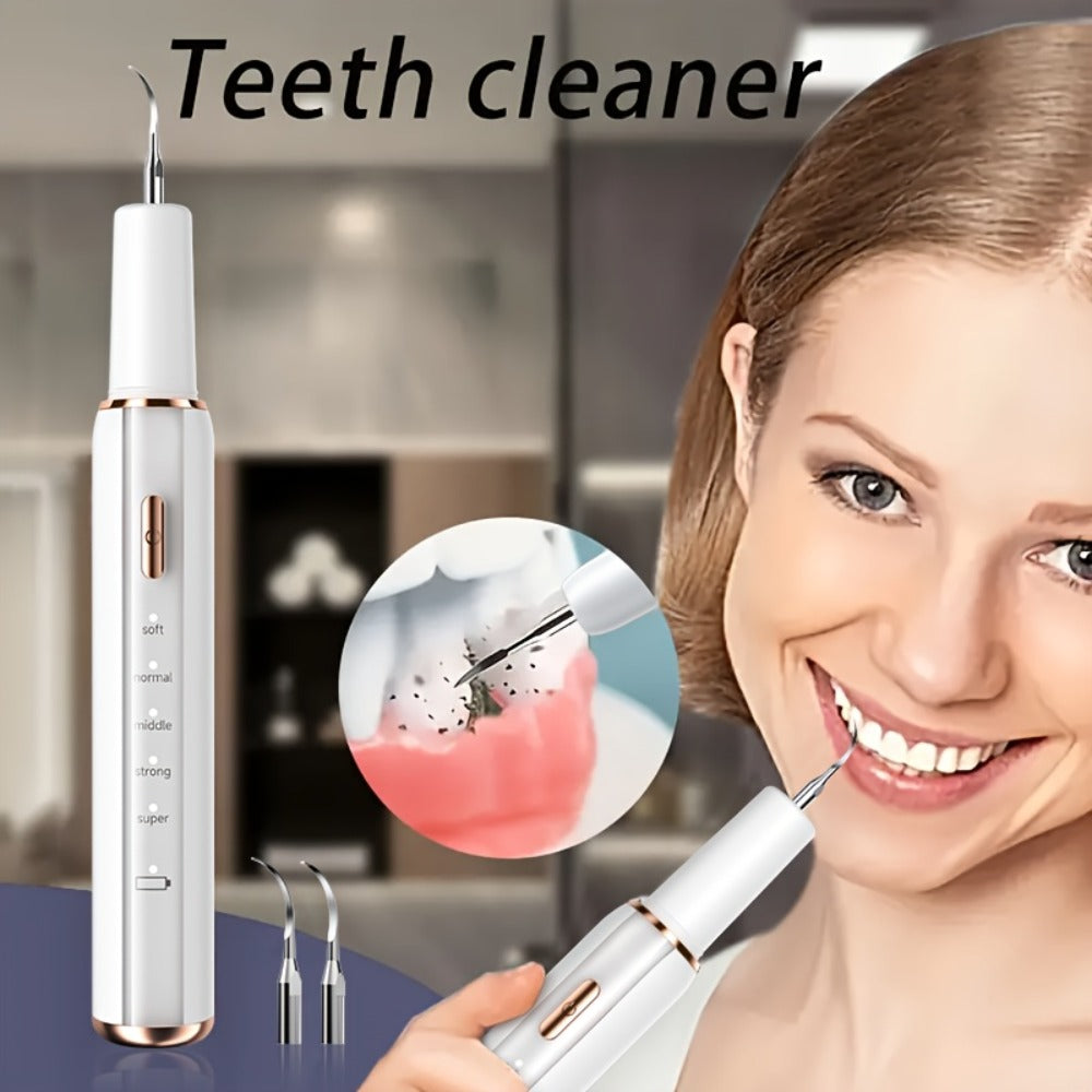 Electric Tooth Cleaner Tartar Remover Rechargeable - 5 Speed Modes, LED Light, USB Charging, 2 Replaceable Brush Heads, Dental Plaque Scraper for Teeth Whitening, Stain & Tartar Re - product image