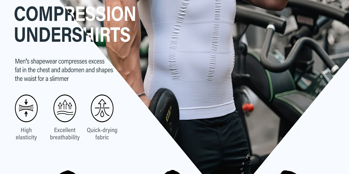 5-Pack Men's Compression Shirts - Tummy Control Waist Trainer Vest, Sleeveless Body Shaper with Neoprene Filler, Medium Stretch Athletic Base Layer for Workout - product image 3