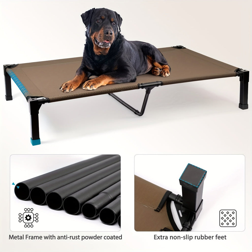 Washable Breathable Mesh, No-Slip Feet, Carry-along Dog Cot for Indoor & Outdoor Use, 4 Sizes, 7 Colors – Elevated Dog Bed Cooling Raised Cot with Metal Frame - product image 2