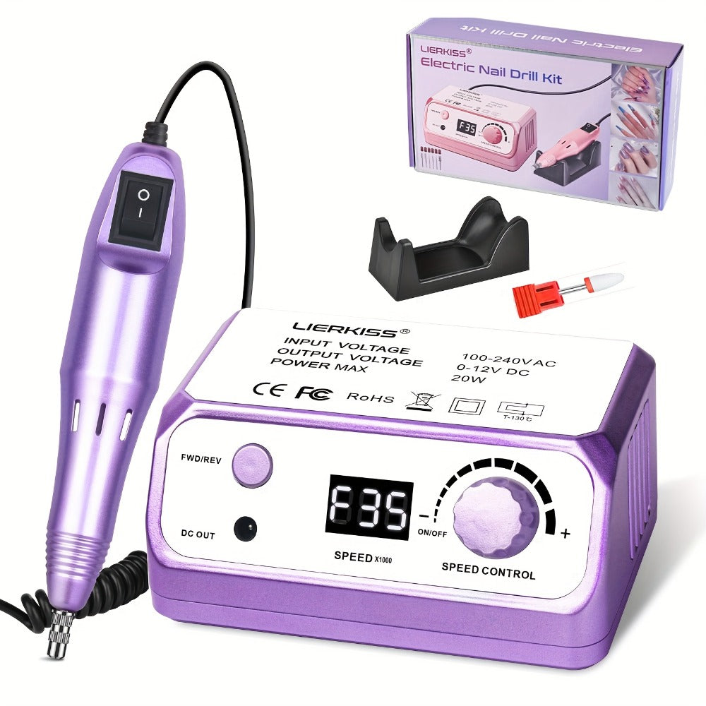 Nail Drill Kit 35000 RPM with 100 Sanding Bands Multiple Drill Bits Electric Nail File for Acrylic Gel Nails Manicure Pedicure Salon Home Use Purple Pink Black - product image