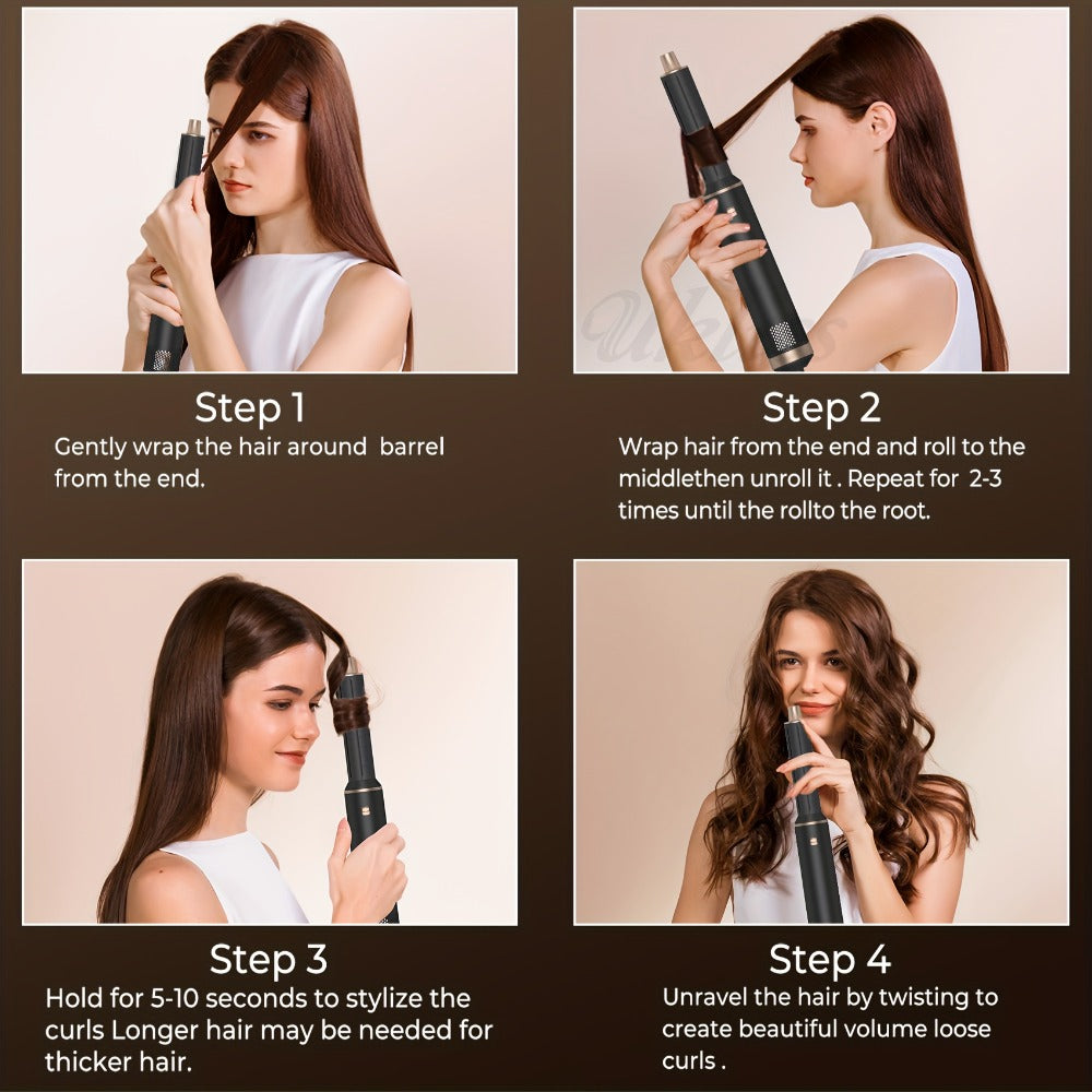 Hot Air Brush 5-in-1 Hair Dryer Brush with Round Barrel — Blow Dry, Curl, Straighten & Add Volume, 3 Heat Settings, One Step Hair Styler for All Hair Types, Salon Blowout at Home - product image 8