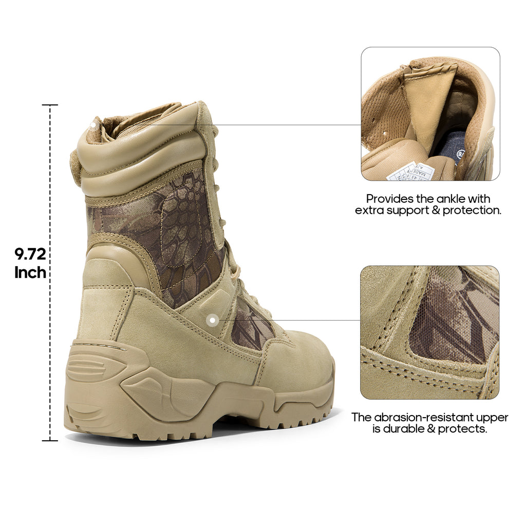 8 Men's Tactical Boot Waterproof Lightweight Comfortable Boots for Work Motorcycle Combat Boots Side Zipper Hiking Outdoor Climbing Activities All Day All - product image 25