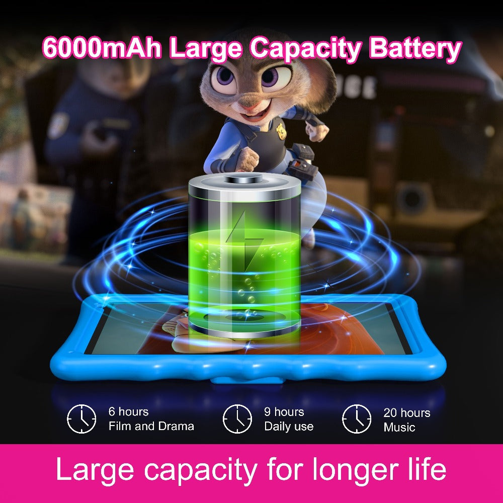 Learning Tablet Gift for Boys & Girls, Blue / Pink – Kids Tablet 10.1 Inch Android 13 with 4GB RAM 32GB, 6000mAh Battery, Dual Camera, WiFi, Bluetooth - product image 8
