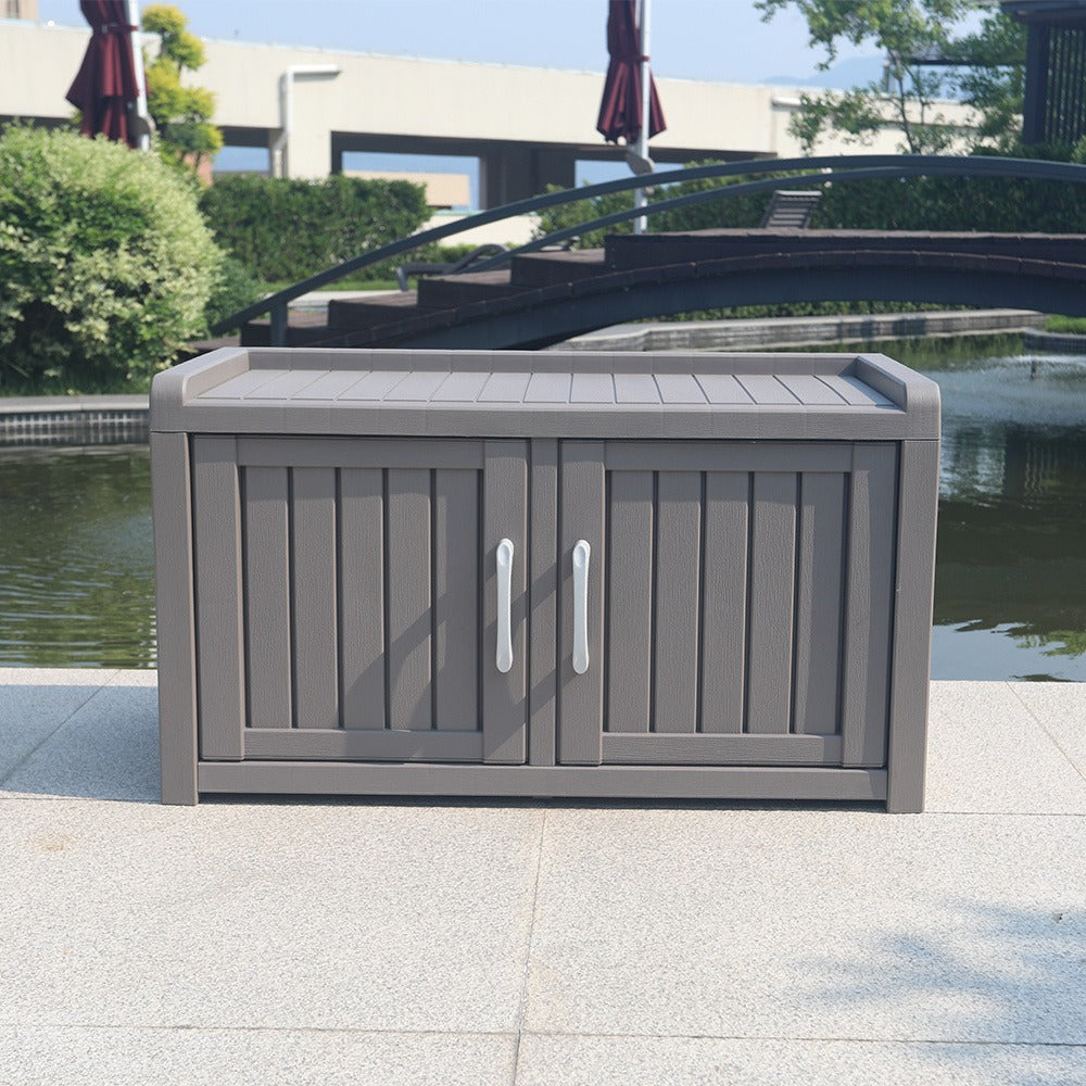 Shoe Storage Bench with Hidden Cabinet Entryway Bench All-Weather Resin Indoor Outdoor Porch Patio Mudroom Hallway Organizer - product image 11