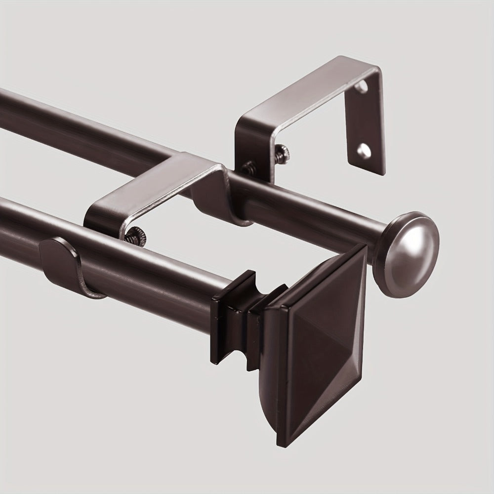 Double Curtain Rod Set with Square Urn Finials Adjustable Double Drapery Rod 5 Finishes 2 Sizes Window Curtain Hardware Easy Install - product image 11