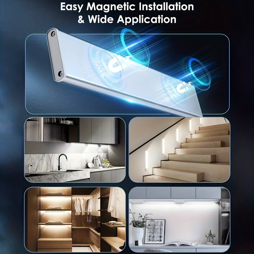Motion Sensor Under Cabinet Lights 2 Pack | Wireless USB Rechargeable Dimmable 3 Color Temperatures Stick-On Magnetic LED Light for Kitchen Cabinet Wardrobe Stairs Cupboard - product image 10