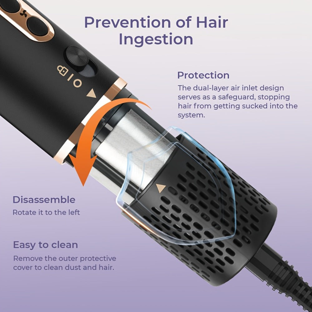 Hot Air Brush 6-in-1 Negative Ion Hair Dryer Brush & Styler 110000 RPM High-Speed Blow Dryer with Curling Iron Straightener Auto-Winding Curler Foldable Handle Storage Bag - product image 21