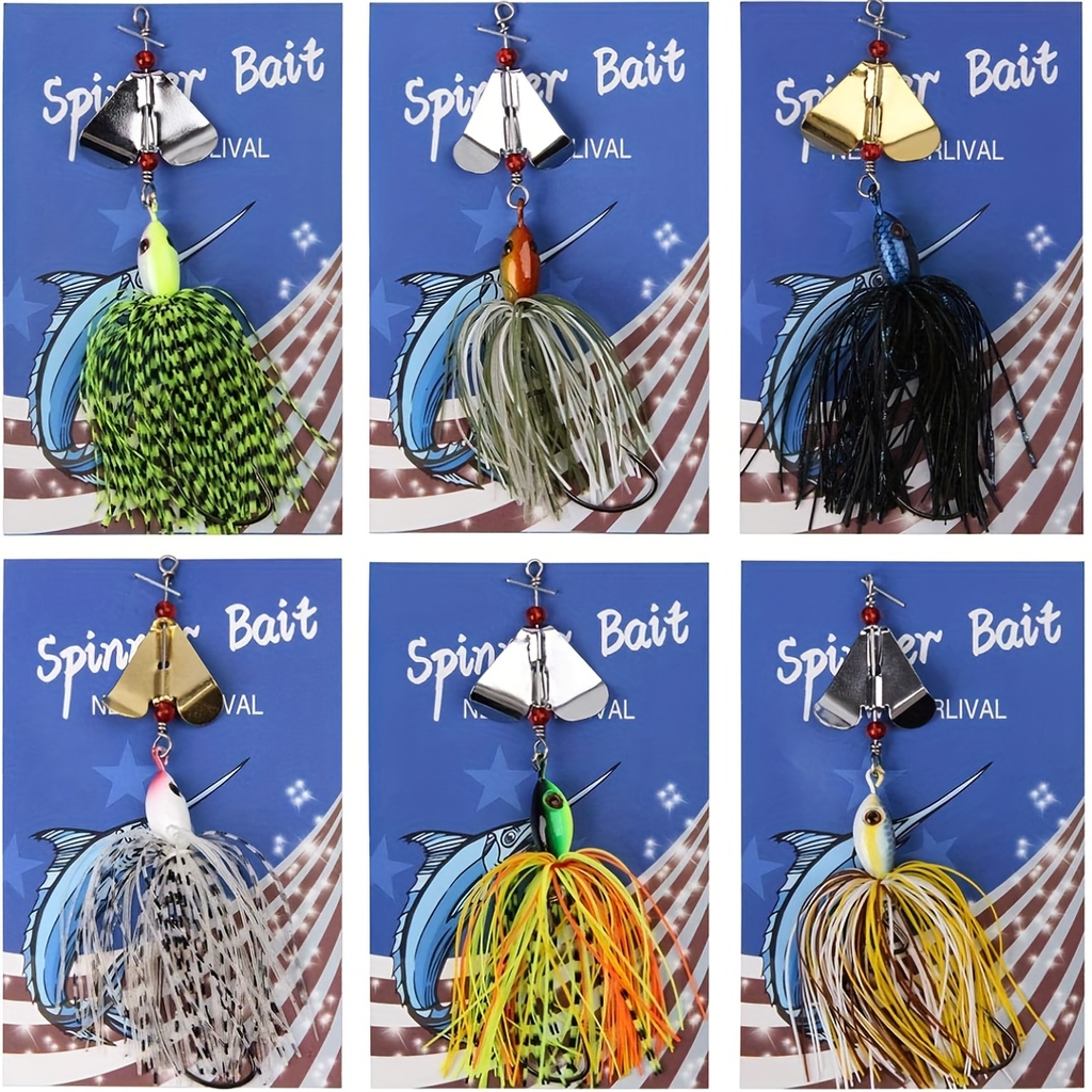 Spinnerbait Buzzbait Fishing Lures 6pcs 3/4oz Multicolor Bass Lure Set with 3D Eyes Rotating Blade Steel Wire Frame for Freshwater Saltwater Bass Trout Salmon - product image 3