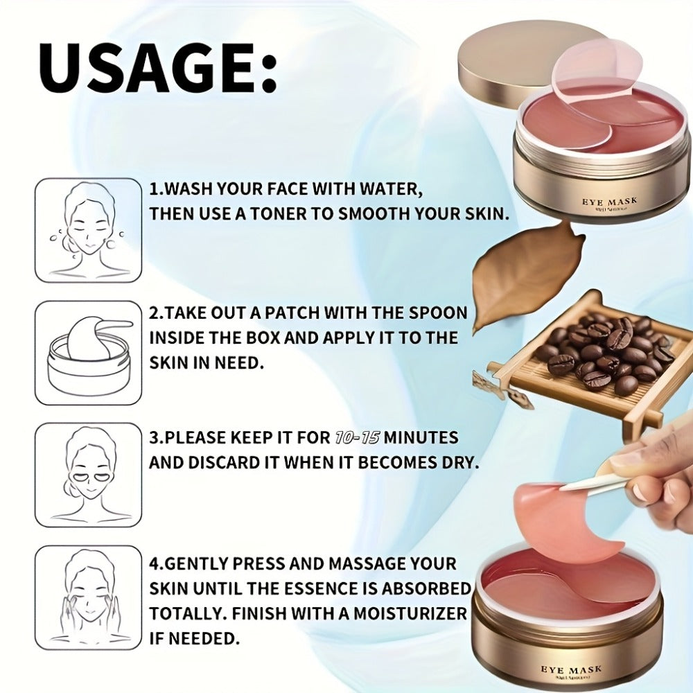 Caffeine Under Eye Patches 60pcs Depuffing Dark Circle Reducer with Hyaluronic Acid Collagen Glycerin Deep Hydrating Moisturizing Eye Mask Hypoallergenic All Skin Types Men Women G - product image 8