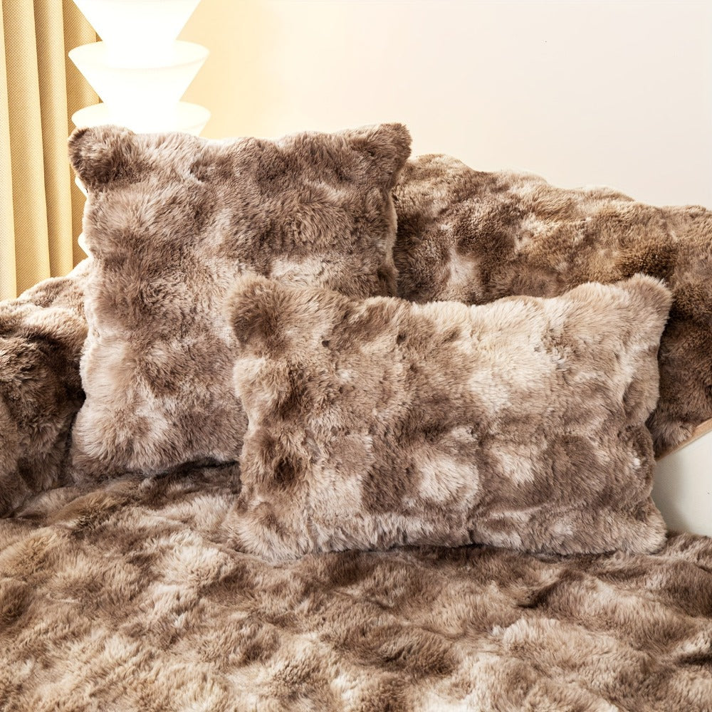 Plush Sofa Cover Faux Lamb Thick Fluffy Couch Slipcover Pet Friendly Machine Washable Gradient Color Polyester Furniture Protector for Armchair Single Double Triple Sofa Living Roo - product image 56