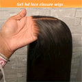 Put On and Go Wig 6x4.5 HD Lace Human Hair Straight 250% Density Glueless Pre-Plucked Pre-Cut Pre-Bleached Knots Long Straight Wig for Women 22-36 Inch Natural Black - product image 20