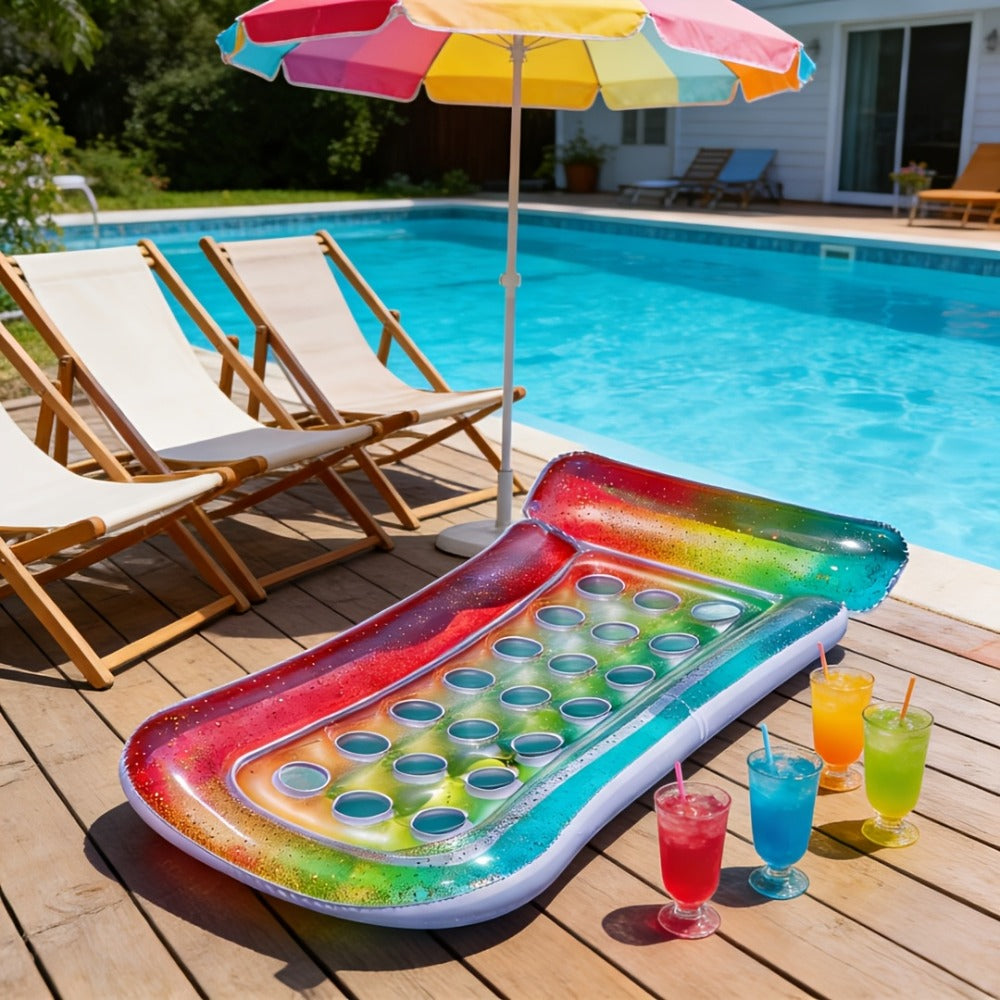 Inflatable Pool Float Sequin Gradient, Rectangular PVC Floating Bed with Ventilation Holes & Flash Gradient Colors, Buoyancy Water Lounge for Indoor Outdoor Pool Beach Lake - product image 11
