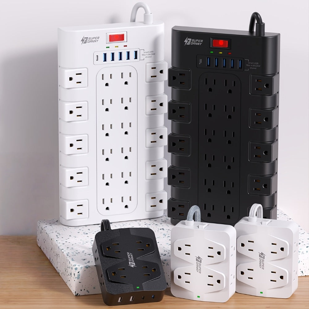 Power Strip Surge Protector 28-in-1 with 22 Widely Spaced Outlets 5 USB-A 2 USB-C Ports 2100 Joules Flat Plug Wall Mountable 6.48FT 14AWG Heavy Duty Extension Cord for Home Office - product image