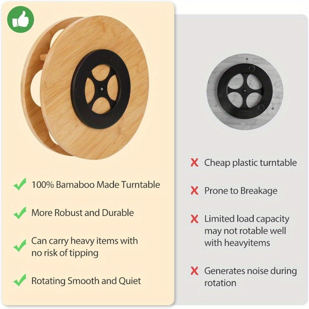 360 Rotating Bamboo Coffee Syrup Organizer 7-Bottle Holder Rack – Countertop Spice Condiment Storage Stand for Kitchen Bar Home Office Desktop Easy Assembly Scratch-Proof Base - product image 17