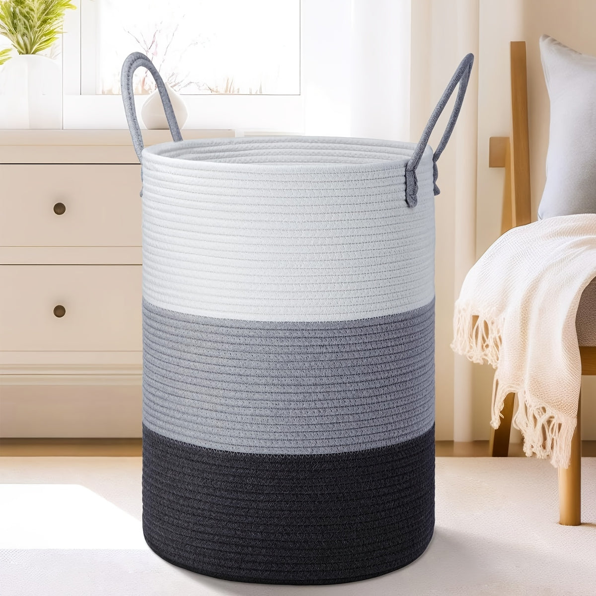 Collapsible Laundry Basket, Woven Rope Laundry Hamper, 12.15gal/15.85gal/21.13gal/26.42gal Laundry Bag for Decor Storage of Dirty Clothes, and Blankets in - product image 24