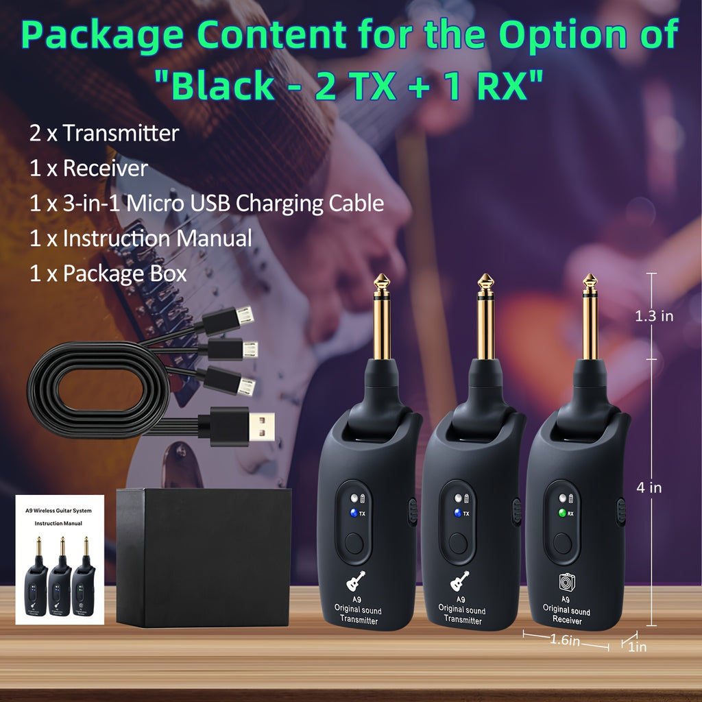 Wireless Guitar System 2.4Ghz Built-In Rechargeable Lithium Battery 270° Rotate Audio Wireless Transmitter Receiver for Guitar Bass Violin Keyboard - product image 10