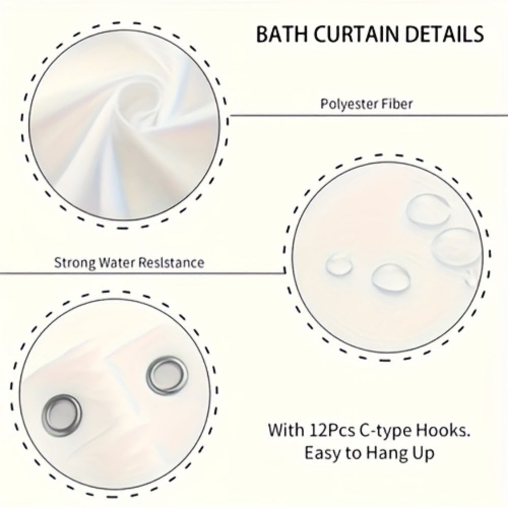 Shower Curtain Set Sea Star Shell Design Polyester with 12 Hooks Non-Slip Bath Mat U-Shaped Toilet Pad Lid Cover Bathroom Decor Set - product image 12