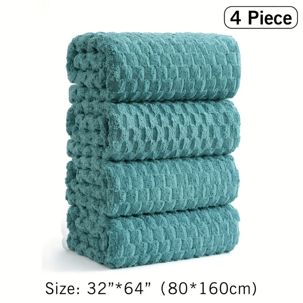 Oversized Bath Towel Set 800GSM 32x64 Inch Extra Large Microfiber - Ultra Soft Quick Dry Striped Spa Grade | Single or 4pcs Random Color | Beige White Light Blue Dark Gray | Modern - product image 15