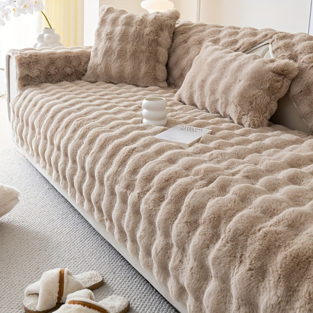 Faux Rabbit Plush Sofa Cover Winter Warm Thickened Anti-Slip Pet Friendly Cushion Protector for Living Room Bedroom Office 1 2 3 4 Seater - product image 6