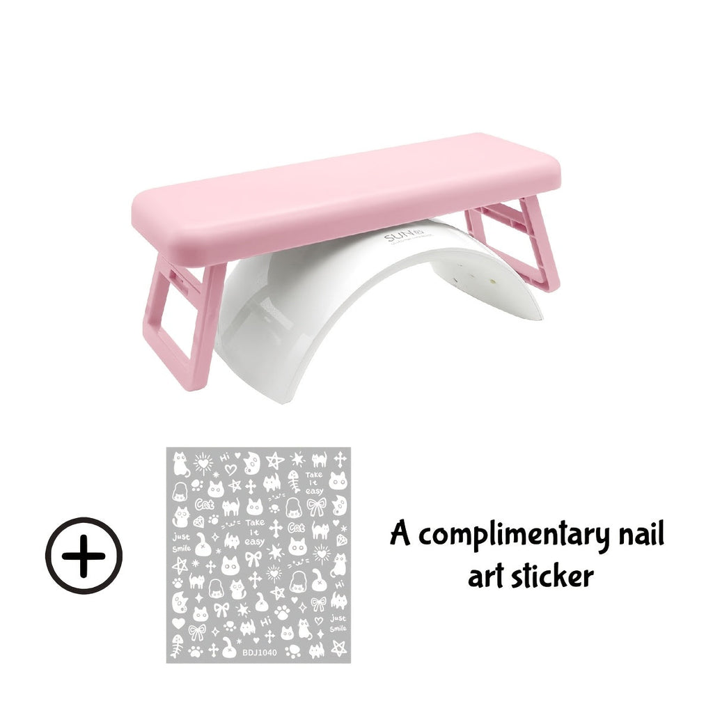 Folding Nail Armrest Hand Rest for Nail Technicians - Cushioned Wrist Support Pillow Bracket, Portable Manicure Table Stand, Professional Salon Nail Station Accessory, Pink White P - product image 20