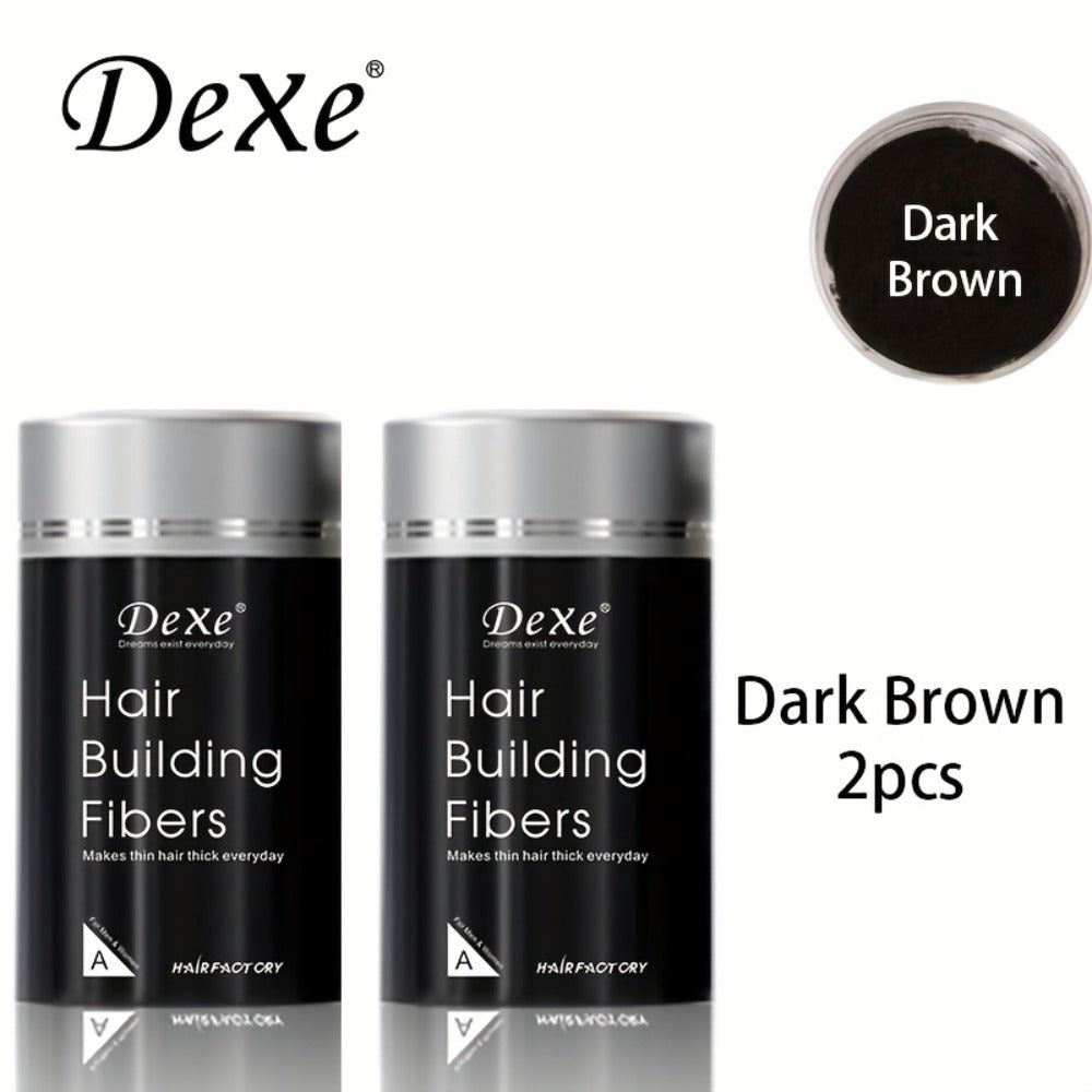 DeXe Hair Fiber Powder 2pcs x 22g — Natural Fine Thickening Fibers for Thinning Hair & Bald Spot Coverage, 1-Second Adhesion, Unisex for Men & Women, Black & Dark Brown - product image 5