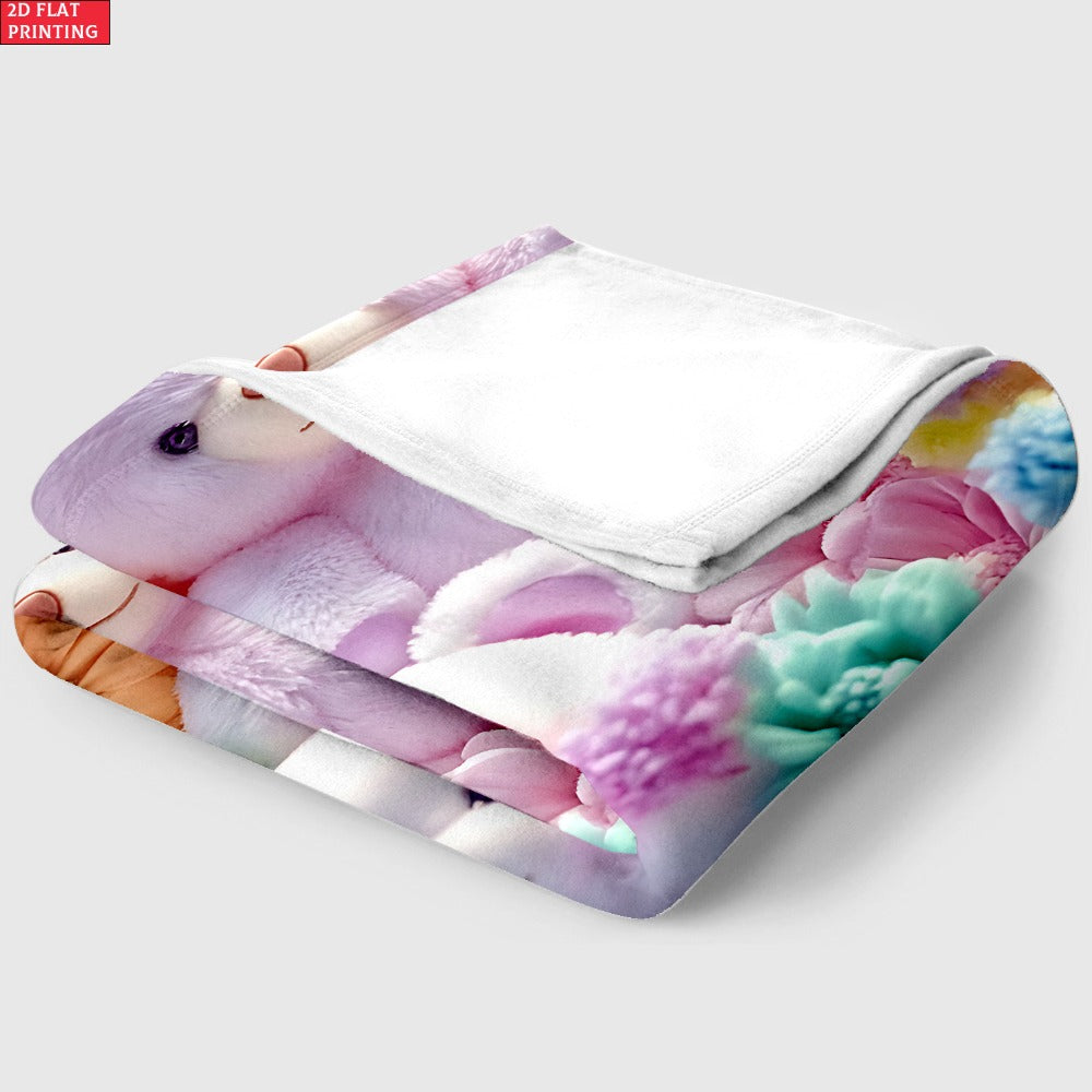 Teddy Bear Floral Blanket 2D Flat Print - Soft Lightweight Colorful Throw for Sofa Bed Travel Camping Office Living Room, Cute Animal Flower Pattern Home Decor Blanket - product image 2