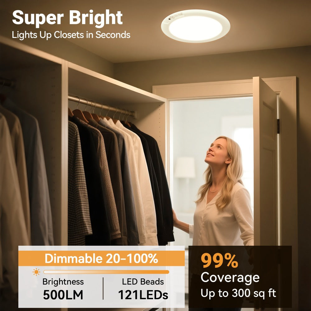 Rechargeable LED Ceiling Light with Motion Sensor – Remote Control Dimmable, 3 Color Temps 3000K/4500K/6500K, 10 Brightness Levels, Battery Operated Closet Light for Bathroom Hallw - product image 11