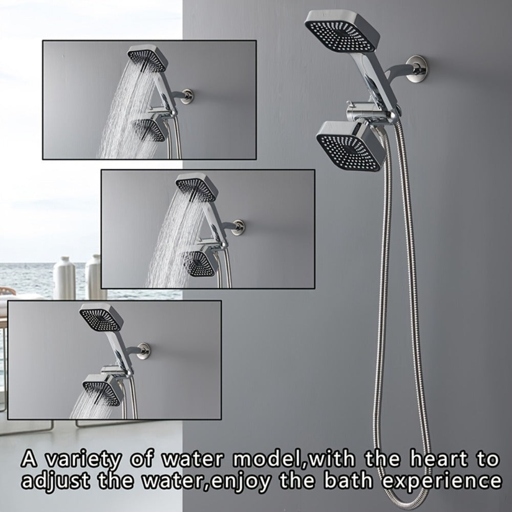 Handheld Shower Head Kit 4 Inch High Flow with Long Hose 3-Way Diverter Dual Purpose Shower Spray Assembly Wall Mount Bathroom Shower Fixtures Silver Black - product image 13