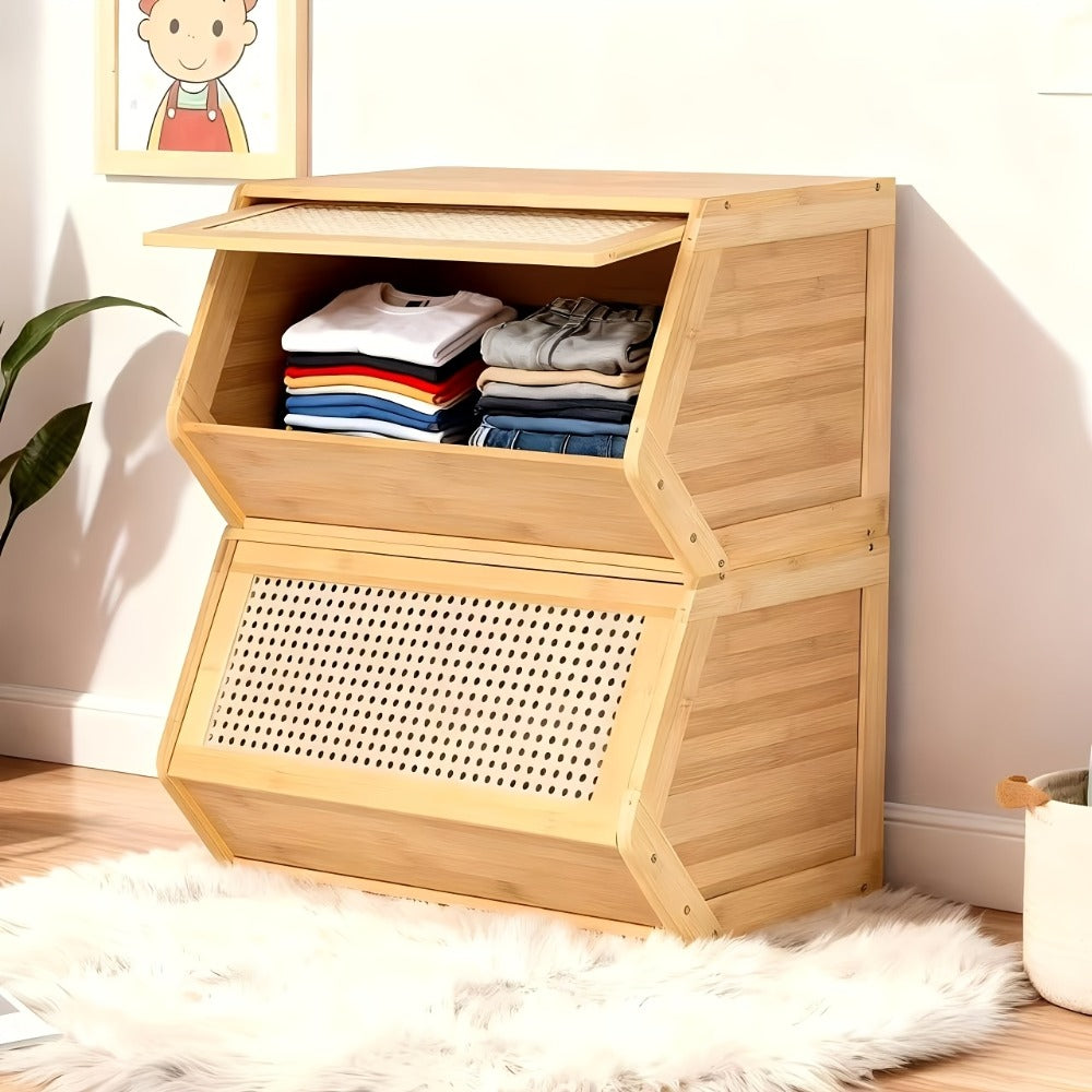 Bamboo Shoe Rack with Flip Drawer Freestanding Narrow Entryway Shoe Organizer 2 Sizes Stackable Storage for Living Room Bedroom - product image 4