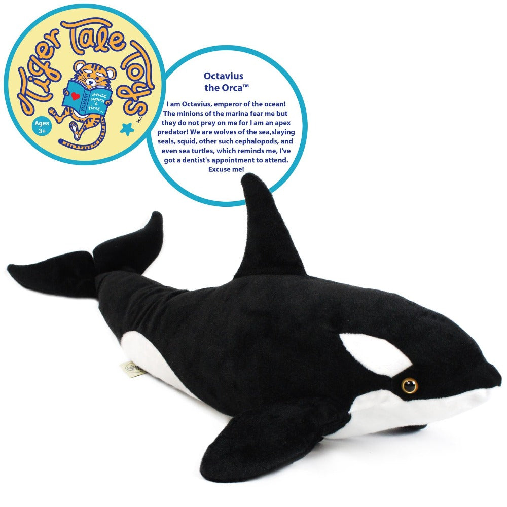 Orca Stuffed Animal 28 Inch Giant Plush Toy - Realistic Killer Whale Plushie Soft Ocean Animal Gift for Kids by Viahart, Octavius The Orca Blackfish - product image 3