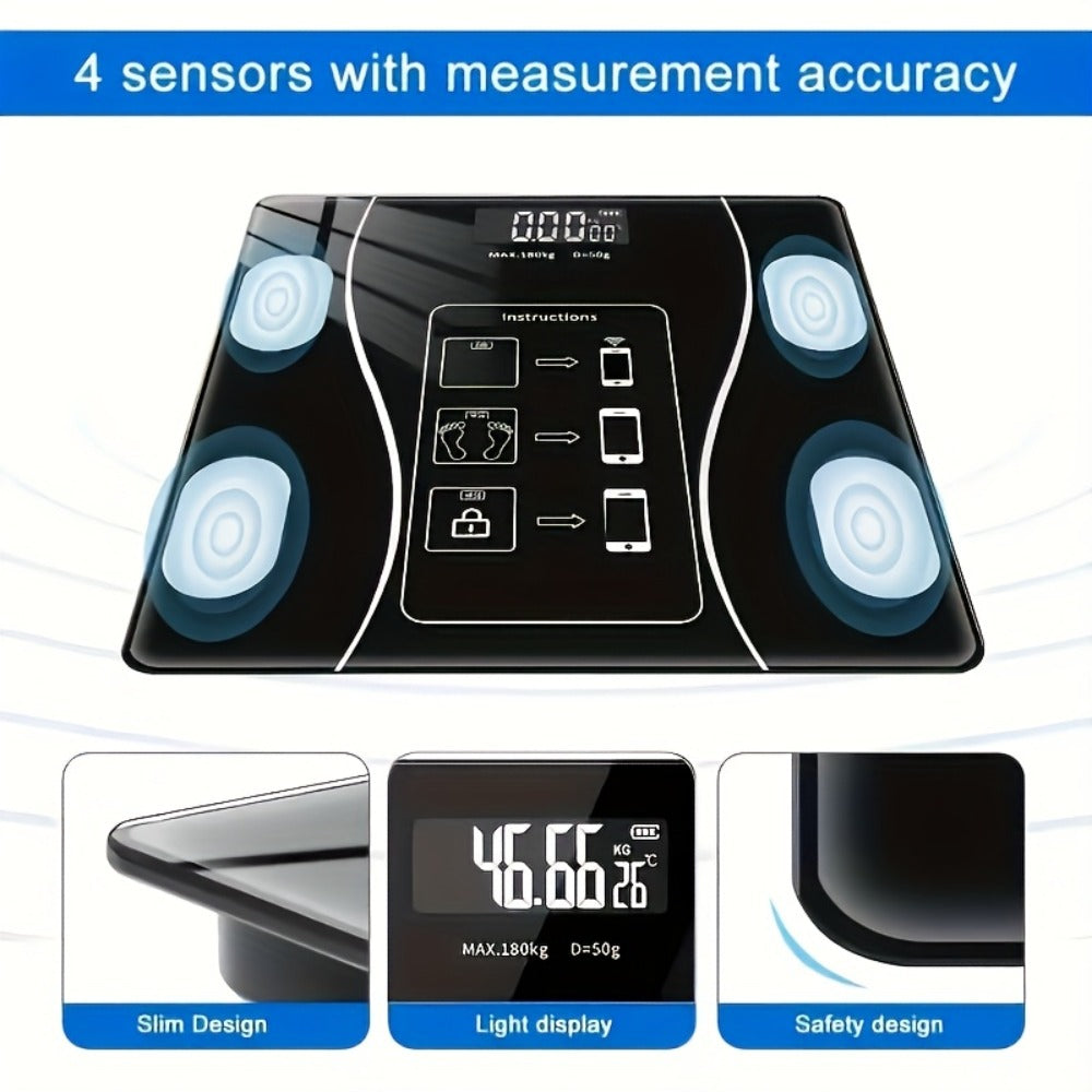 Digital Bathroom Scale Body Weight Scale LED Backlit Display Tempered Glass 400lb Capacity Compact - product image 8