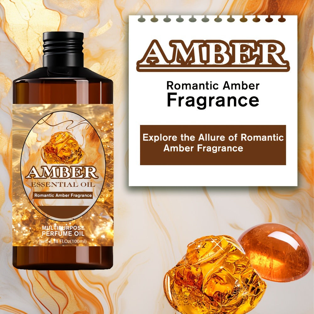 Amber Essential Oil 100ml Pure Romantic Fragrance for Diffuser Aromatherapy – Therapeutic Grade Scented Oil for Relaxation Stress Relief Skin Hair Care Massage Gift for Women Men - product image 2