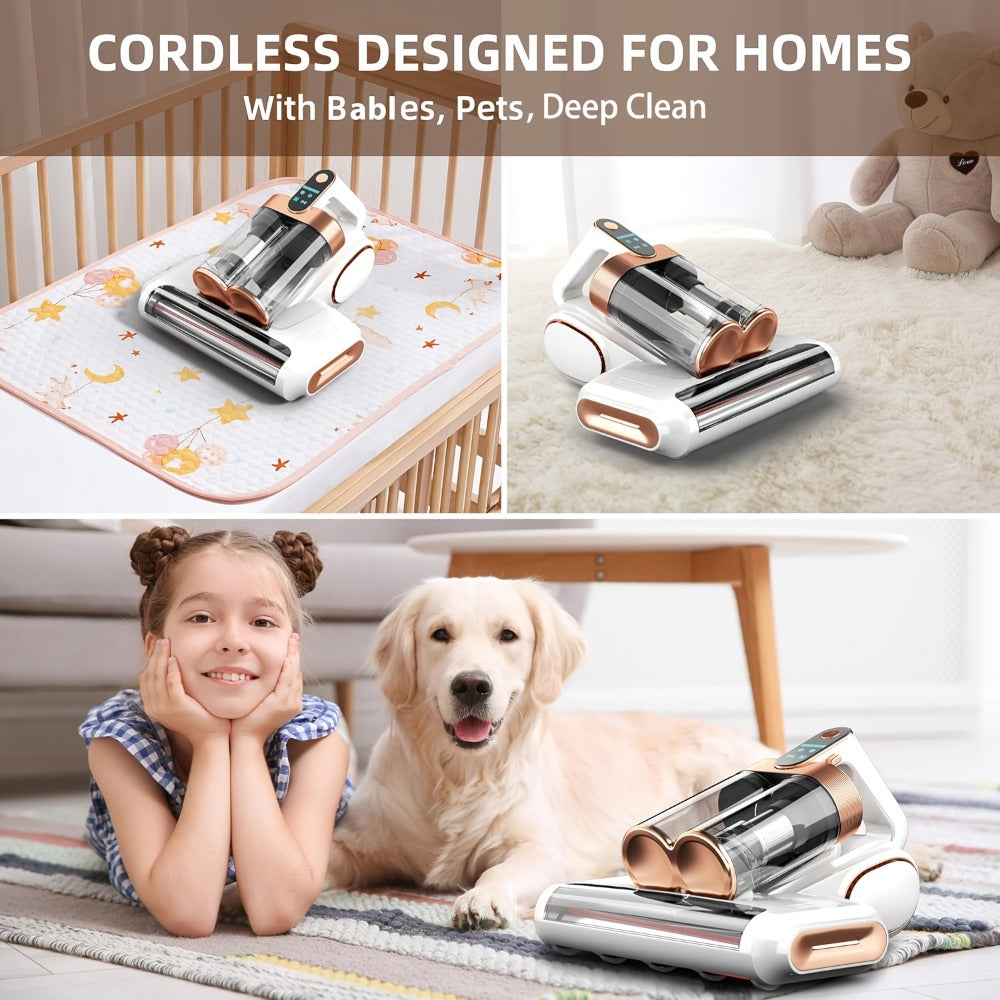 Mattress Vacuum Cleaner Handheld Bed Cleaner – 16KPa Strong Suction with UVC Light & Hot Air Heating, Deep Clean for Pillows, Sofa, Crib & Pet Hair, Double Cup Design, White or Pur - product image 7