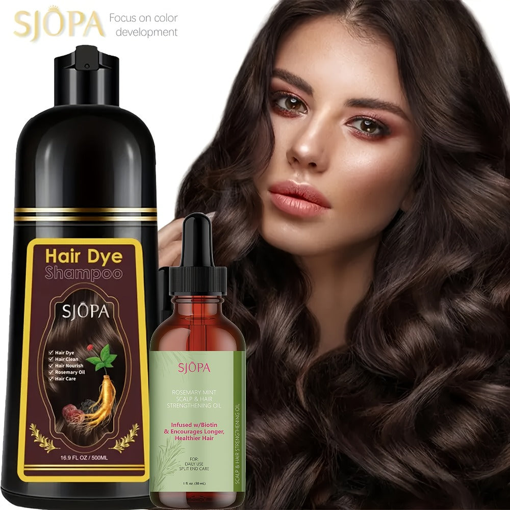 Hair Dye Kit 3-in-1 Color Shampoo with Rosemary Oil 500ml - Natural Safe No Ammonia Quick Coloring Gray Coverage Gentle on Skin Unisex Black Brown Red Purple Silver 12 Shades - product image 10