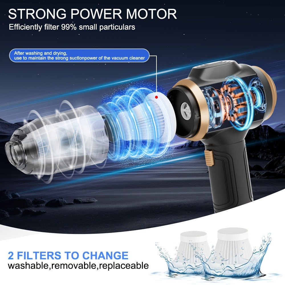 Cordless Handheld Vacuum Cleaner with LCD Display & Multi-Nozzles, 9000Pa Suction 50000RPM HEPA Filter, 2-in-1 Blow & Vacuum for Car Home Office Pet Hair Keyboard Sofa - product image 7