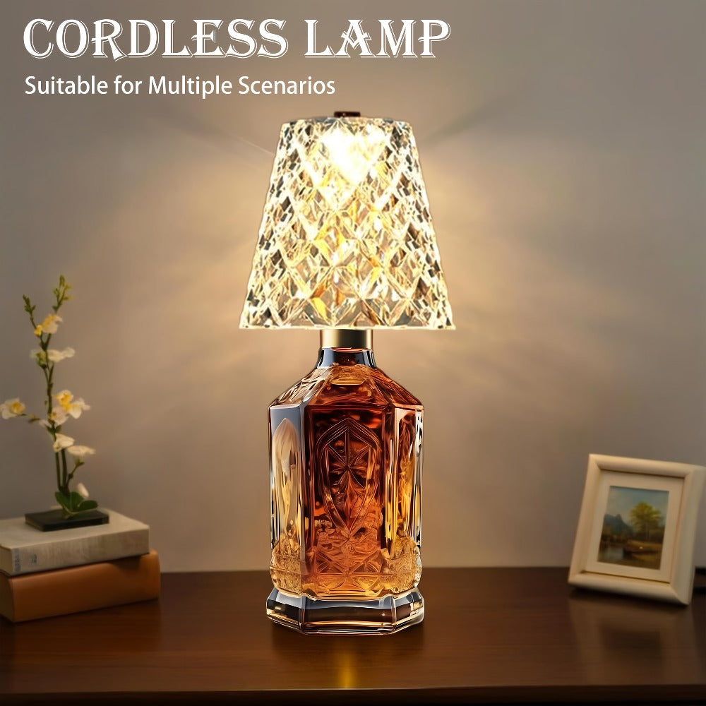 Wireless Wine Bottle Lamp – USB Rechargeable Acrylic Crystal Shade, 3-Color Touch Control Smooth Dimming, 2000mAh Cordless Bottle Light for Bar Decor, Home, Kitchen, Party & Table  - product image 7