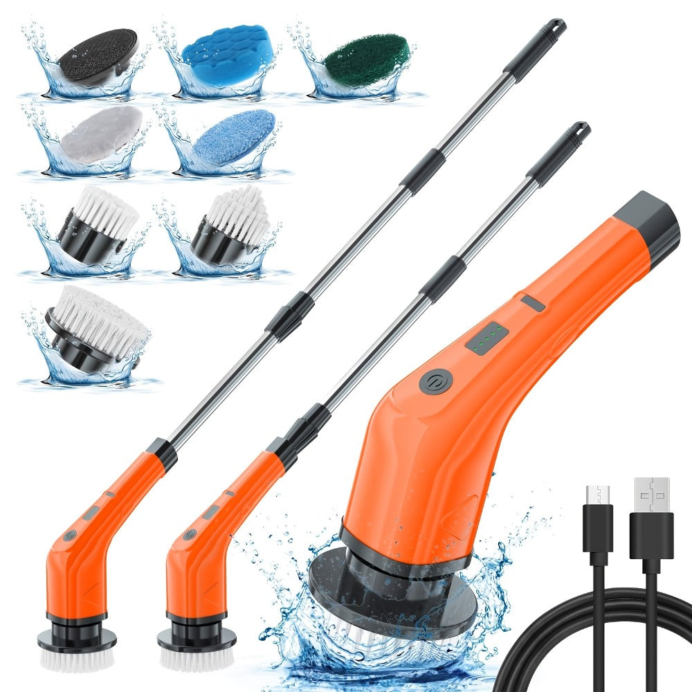 Telescopic Electric Cleaning Brush with Long Handle, 7-in-1 & 14-in-1 Multifunctional Power Scrubber Kit, Replaceable Brush Heads, Household Floor Kitchen Bathroom Tile Grout Scrub - product image 5
