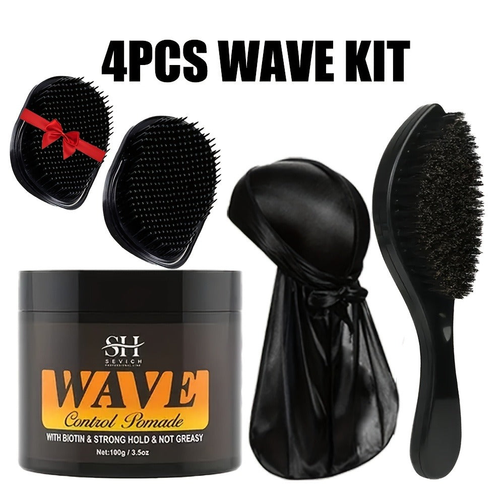 360 Wave Pomade Strong Hold Hair Styling with Jojoba Oil — Frizz Control Moisturizing Formula for Dreads Locks Twists Coily Curly Wavy Hair Men Grooming Daily Hair Care Set - product image 7