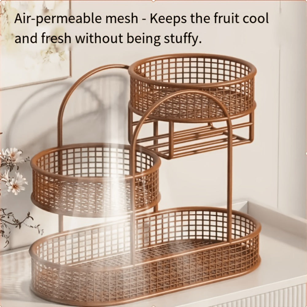 3-Tier Metal Fruit Basket Stand Extra Large Heavy Duty Countertop Fruit Bowl with Grid Design, Breathable Ventilated Multi-Level Storage Rack for Fruits Vegetables Bread Kitchen Or - product image 11
