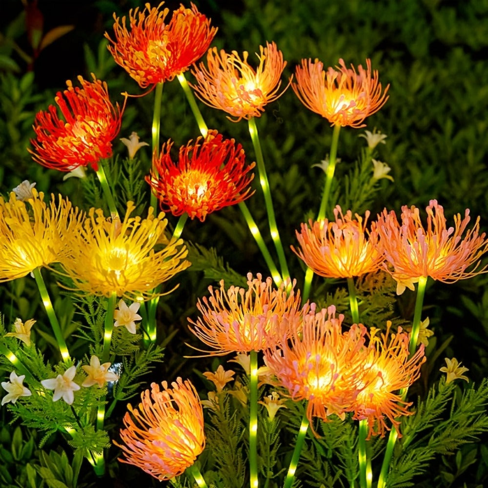Solar Powered Flower Garden Lights 2-Pack – 3-Head Outdoor Lawn Simulation Shore Flower Stake Lights for Courtyard, Garden, Pathway & Landscape Decoration - product image