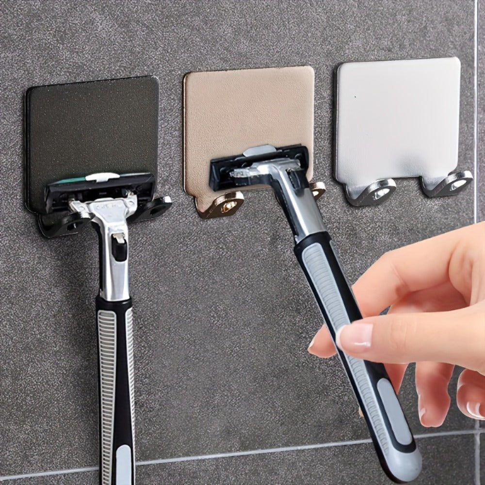 Wall Mounted Razor Holder 5pcs – Bathroom Razor Storage Hook for Men, No Drilling Non-Porous Adhesive Shaver Organizer for Shower Wall, Kitchen & Bathroom Accessories, Silver & Bla - product image 2
