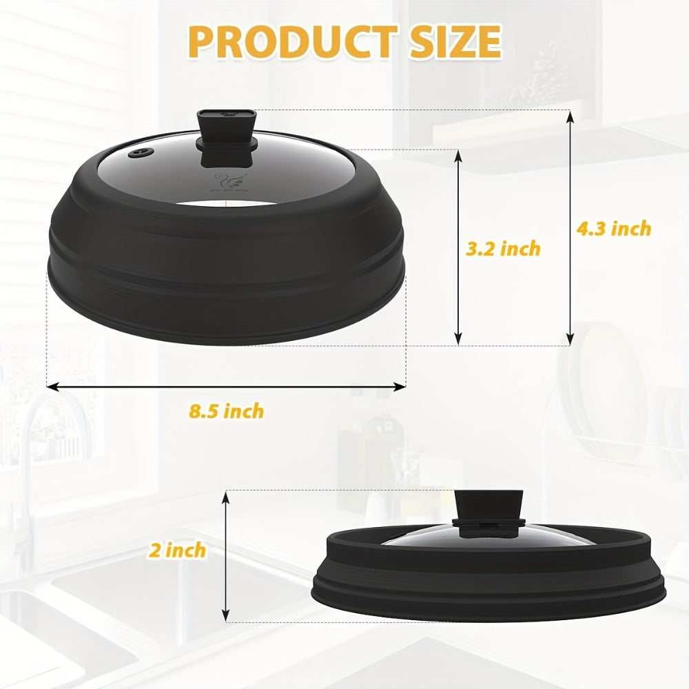 Collapsible Microwave Cover Splatter Guard with Silicone Handle - BPA Free Foldable Food Cover Lid for Microwave Oven 8.5 9.8 10.5 11.8 Inch in Black Red Grey Blue - product image 3