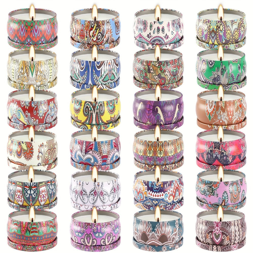 Scented Candles Gift Set 24 Pack Aromatherapy Soy Wax Candles with Lids Portable Travel Tin Can Candles for Home Spa Yoga Birthday Valentine's Day Mother's Day - product image 7