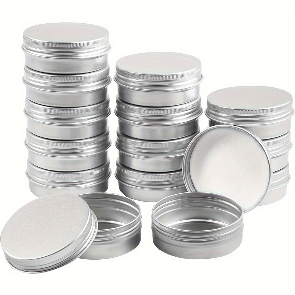 Aluminum Jars with Lids 40 Pack – 2 oz Round Metal Screw Top Tins for Candle Making, Lip Balm, Salve, DIY Cosmetics, Crafts & Small Parts Storage – Bulk Silver Empty Tin Containers - product image