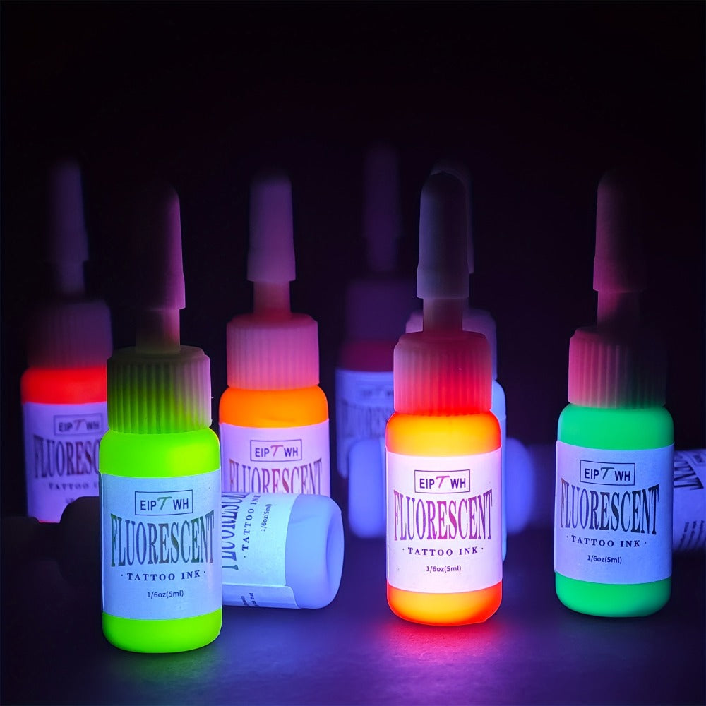 UV Tattoo Ink Set 10 Colors Fluorescent Neon Glow Blacklight Reactive Light-Reactive Long-Lasting Ink Bottles for Tattoo Artists Body Art Festival & Rave Events - product image 5