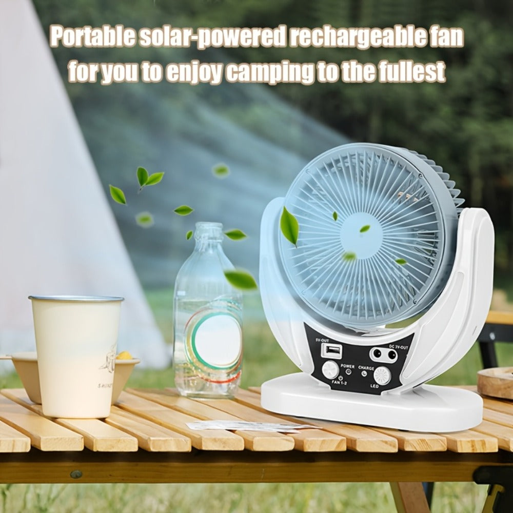 Solar Fan Portable Camping Fan with Solar Panel and USB Charging Adjustable Speed and Angle Phone Charging Function Emergency Power Outage Outdoor Travel Fan - product image 5