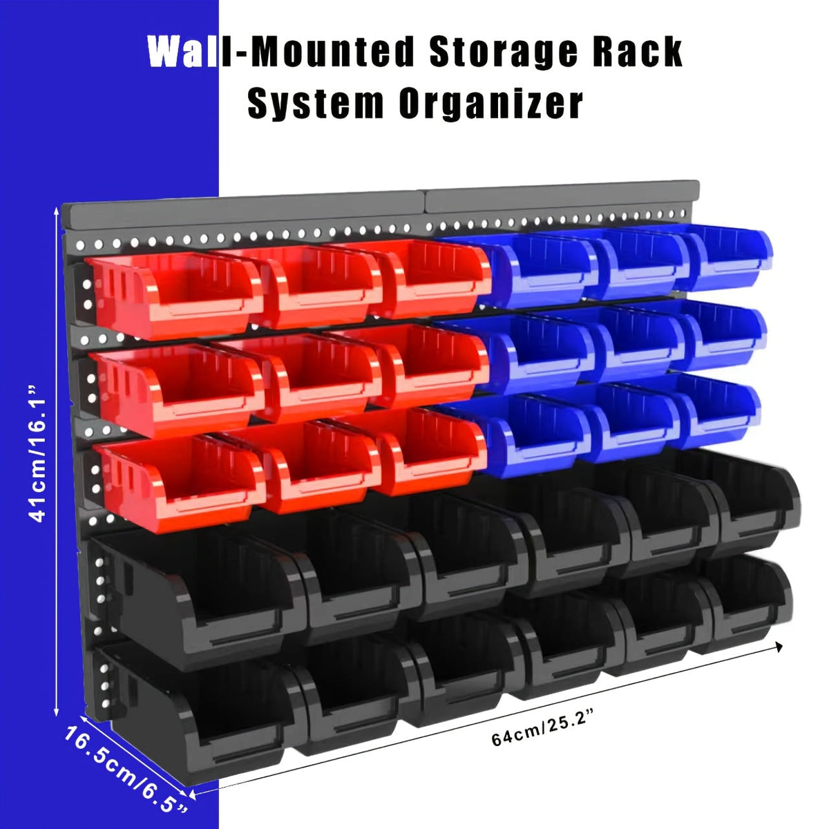 Wall Mounted Storage Bin Rack System – Heavy Duty Small Parts Organizer for Screws, Nuts, Bolts & Nails | Stackable Garage Workshop Tool Storage Rack | 30/60/90 Bins Hardware Organ - product image 21